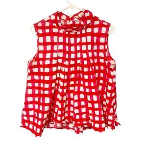 Uniqlo x MARNI Limited Tuck Blouse Sleeveless Women Pink Check Pattern Medium